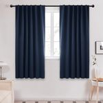 Deconovo Solid Back Tab and Rod Pocket Curtains Blackout Curtains Thermal Insulated Drapes and Curtains for Kids Bedroom 52Wx63L Inch Navy Blue 2 Panels