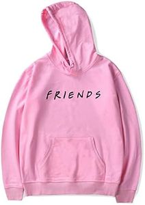 ZAWARA Unisex Friends Print Hoodies Casual Friends Hooded Sweater Long Sleeve Pullover Sweatshirt, Pink, Medium