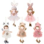 Aceshop 5PCS Christmas Angel Ornaments Christmas Tree Hanging Decorations Christmas Plush Elf Hanging Ornament Christmas Crafts Pendant Funny Dolls Ornament for Xmas Party Home Decor Kids Girl Gift