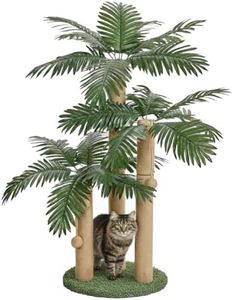 LEMONDA 31.5Inch Cat Scratching Post,Cat Scratcher Tree with 3 Scratching Poles & 2 Interactive Dangling Balls,Cats Scratching Posts for Indoor Kitten & Adult Cats