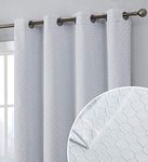 HLC.ME Siena Decorative 100% Blackout Thermal Insulated with Liner Window Curtain Floor Length Grommet Panels for Living Room & Bedroom - Energy Savings & Soundproof, Set of 2 (50 x 84 inch, White)