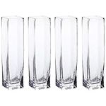 WHOLE HOUSEWARES Clear Glass Vase | Tall Square Block Vase | Centerpiece Arrangement for Wedding Party Event Home Office Decor | (Diameter 2.35" X Height 10")