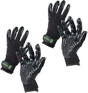 Handson Pet Grooming Gloves - #1 Ranked, Award-Winning Cat, Dog & Horse Hair Remover Gloves - Bathing, Shedding & Massaging Tool - Gentle Brush for Long & Short Fur (2 Pairs, Black, Large)