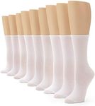 No Nonsense Women's Flat Knit Crew Sock, White - 9 Pair Pack, 4-10