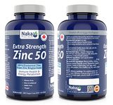 Naka Platinum Extra Strength ZINC Bisglycinate 50 mg Elemental Zinc for Immune Health and Energy Metabolism Bonus Size 300 Veggie Capsules (250+50 Free)