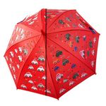 KARBD Colour Changing Magic Umbrella When Wet for Children Kids Boys Girls Windproof Cartoon Print Automatic 1 Fold Round Handle Sun Protection Rains Umbrella (Red Colour Car Beep Design)