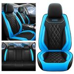 BOJVAIGA Seat Covers for Nissan Kicks 2018-2024,Waterproof Leather Car Seat Cover,Soft and Breathable Auto Interior Accessories,Standard(Full Set) Black&Blue