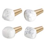 mookaitedecor Set of 4 White Howlite Turquoise Crystal Cabinet Knobs with Screws, Slim Crystal Stone Drawer Knobs Handles Pulls for Cupboard Wardrobe Decorative Calendar Wall Hanger Home Office Decor