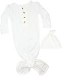 Stroller Society Knotted Gown Baby Newborn, Gender Neutral Baby Clothes, Newborn Gowns, White Newborn Outfit, White