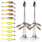 Alabama Rig Kit 2 Sets with Jig Heads and Trailers, Umbrella Rig for Stripers,Bass Fishing