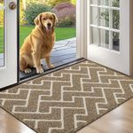 hicorfe Door Mat Indoor Doormat,24"x35" Front Back Door Non-Slip Mat Backing, Low-Profile Entrance Mats, Absorbent Resist Dirt Doormats Inside Doormat for Entryway Washable(Beige)