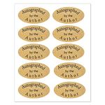 Gold Foil Autographed Label Stickers 1 x 2 Inch Oval Autographed by The Author Stickers Laminated Author Stickers-500 Labels/Pack