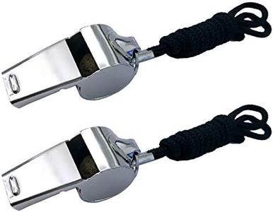 BEADNOVA Stainless Steel Whistles with Lanyard Lifeguard Whistle Referee Whistle Metal Whistle Sports Whistle Coaches Whistle (2 Pack, Silver)