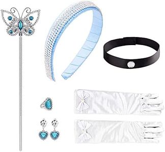 Princess Dress Up Cosplay Jewelry Accessories Set for Girls with Crown Scepter Necklace Earrings Gloves Rings Bracelets