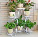 RarestCorp 6 Tier Plant Stands for Indoor and Outdoor, Metal Plant Stand Shelf, Flower Pot Holder Shelf for Multi Plants, Multilayer Potted Planters Display Rack L31.5 x H29.13 x W8.27 in. White