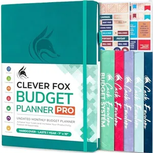 Clever Fox Budget Planner Pro - Financial Organizer + Cash Envelope Budget System. Monthly Finance Journal, Expense Tracker & Personal Account Book. Undated - Start Anytime. (7''x10'') – Turquoise