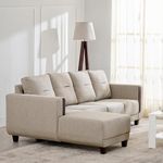 Home Centre | Berry | 3-Seater | Fabric|Solid Wood | Corner Sofa | with Left Chaise | Beige | 1 Year Warranty