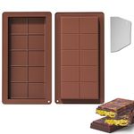 Chocolate Bar Mold, 2PCS Silicone Chocolate Molds with Scraper, Deep Thick Chocolate Bar Molds for Stuffed Bar, Chocolate Mold for Filling Pistachio Chocolate Bar Candy Kitchen Accessories (A)