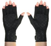 ThermoSkin Arthritic Fingerless Gloves for Men and Women with Thermal Compression and Heat Therapy for Pain Relief - Black, Size Medium 21-23cm