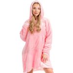 Blanket Hoodie,Oversized Wearable Blanket with Giant Hood Pocket and Sleeves for Adult Women Super Warm Flannel Sweatshirt (Pink)