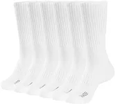 WANDER Men's Running Crew Socks 6 Pairs Cotton Athletic Socks for Men Cushion Half Performance Socks 12-15