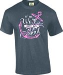 It is Well with My Soul Unisex Tee, Pink on Heather Navy, 4XL