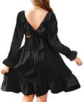 Arshiner Big Girls Trendy Dresses Fall Long Sleeves Solid Beach Dress Black 11-12Y