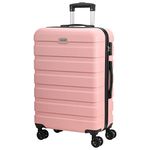 Luggage AnyZip PC ABS Hardside Lightweight Suitcase with 4 Universal Wheels TSA Lock Checked-Medium 24 Inch（Pink）