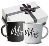 Triple Gifffted Mr and Mrs Coffee Mugs Couples Gifts Ideas for Christmas Wedding Anniversary Engagement Valentines,his Hers Present Husband Wife Him Her Men Women Bride Groom Newlyweds, Ceramic 380ml