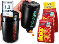 snagger Double Pack – The Snack Dispenser / Clean Hands When Snacking/Suitable for Peanuts, NicNacs, UVM/Gamer Gift, Gifts for Men Women, Nicnac Dispenser (Double Pack Black Edition)
