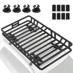ROADGIVE 52"x36"x5" Roof Rack Cargo Carrier, Heavy-Duty Carbon Steel Rooftop Cargo Basket with 200 lb Capacity and Round Fastener for SUV, Truck, Car