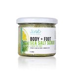 Lemon & Tea Tree Body & Foot Dead Sea Salt Scrub | Hydrating Natural Exfoliating Scrub | Foot salt scrub | body exfoliant | 100% all natural, vegan exfoliant, no artifical fragrances | 282g