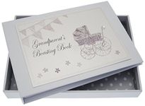 White Cotton Cards Grandparent's Boasting Book Tiny Album (Silver Pram and Bunting)