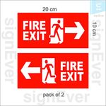 SIGN EVER Fire Exit Sign Board Pack of 2-With Double side adhesive tape-Vinyl Sticker With Forex Board-(Red White) Home,Office,Lodge,Hotel,Theatere,Wall,Cabin,ACP,cupboard etc