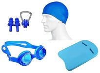 Body Maxx Swimming Combo Kit with Anti-Slip Swim Training Kickboard, Goggles, Silicone Cap, 2Pc Ear Plugs, 1Pc Nose Clip..