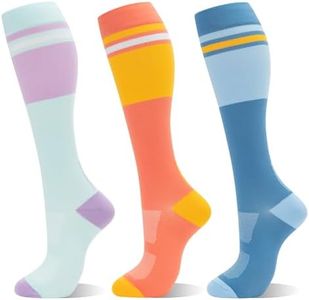 fenglaoda Compression Socks for Women Men 3 Pairs Graduated Compression Support Circulation Socks for Nurses