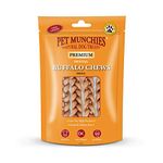 Pet Munchies Small Buffalo Dental Chews, Healthy, Natural and Long-Lasting Dog Treats, Grain Free and Low in Fat 55g, Pack of 8 (32 Chews)