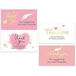 200 PCS Thank You for Supporting My Small Business Cards in 4 Elegant Pink Style Designs Gold Foil (3.5” X 2”)