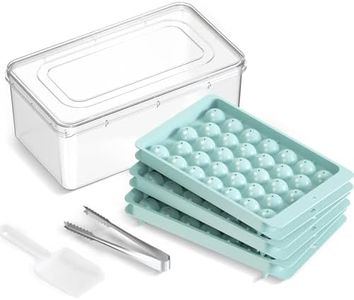 VEHHE Round Ice Cube Tray Sets, 3 Pack Blue Ice Ball Maker Mold, with 1 Ice Bucket, Ice Scoop, Ice Tong, Easy Release Round Ice Cube Tray with Lid