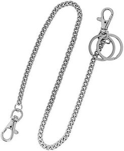 Super Z Outlet 18" Silver Nickel Plated Pocket Keychain String with Both Ends Lobster Claw Clasp Trigger Snap Handle for Belt Loop, Purse Handbag Strap, Keys, Wallet, and Traveling, Silver