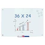 Glass Whiteboard, 3'x 2' Glass Board Magnetic Dry Erase Board on Wall Frameless