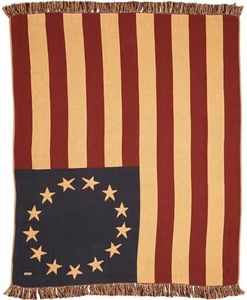 VHC Brands Seasonal Pillows & Throws-Old Glory Woven Throw, 50" x 60", Americana Red