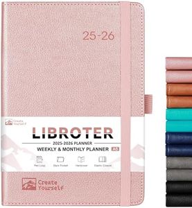 2025-2026 Planner - Academic Planner 2025-2026, Weekly Monthly, July 2025 - June 2026, 5.7'' x 8.4'', Thick Paper, Leather Cover, Pen Holder, Back Pocket, Perfect Daily Organizer - Rose Gold