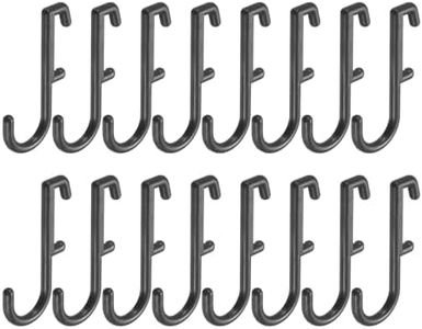 HARFINGTON 16pcs Pegboard J Hooks 1/4" J Style Pegboard Hook Accessories Assortment for Hanging Storage Jewelry Key, Black