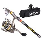 Lixada Fishing Rod Reel Combo, Telescopic Fishing Rod Set with Carbon Fiber Fishing Pole + Spinning Fishing Reel + Fishing Tackle Storage Carrier Bag