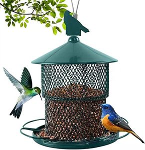 Metal Bird Feeders for Outdoor Hanging,Squirrel Proof Wild Bird Feeders for Cardinal, Heavy Duty with 4lbs Large Seed Capacity,6 Perches for Garden Yard Outside