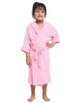 CREEVA Premium Melodious Unisex Hooded Children's Bathrobe - Cozy and Absorbent Robe with Adjustable Belt and Pocket for Kids Ages 10-11 Years (Baby Pink)