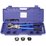 iCrimp Tube Fittings Crimping Tool, 1/2" 3/4" 1" Jaws for Propress Copper Fitting and ASTM F1807 Pex Pipe Rings, 1/2" 3/4" Jaws for F877 Stainless Pex Press Sleeves