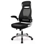 IntimaTe WM Heart Office Chair Ergonomic with 90° Flip-up Armrest, Fabric High Back Desk Chair for Home, Swivel Mesh Chair with Lumbar Support Adjustable Height and Headrest,Black