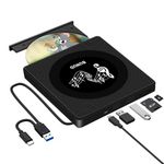 External CD DVD Drive, USB 3.0 & Type-C Portable Disc Drive Reader CD/DVD +/-RW Burner with SD/TF & 2 USB Ports, DVD Writer External DVD Player for Laptop Apple Mac PC Windows 11 Macbook Pro Air iMac